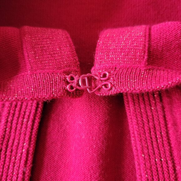 Vintage Dressbarn Open Front Metallic Cardigan, Women’s M Sweater, Red, Holiday - Picture 5 of 8